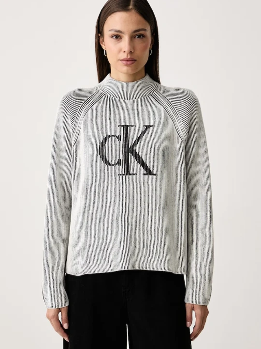 Zdjęcie produktu Calvin Klein Jeans sweter damski bawełniany beżowy