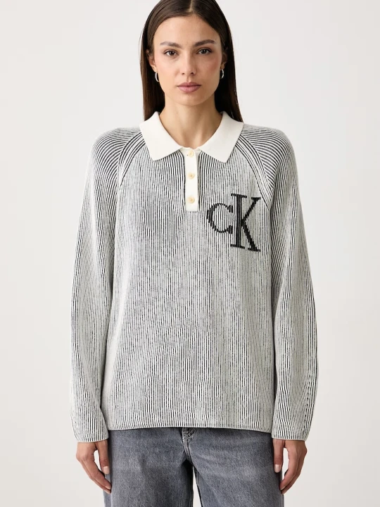 Zdjęcie produktu Calvin Klein Jeans sweter damski bawełniany beżowy