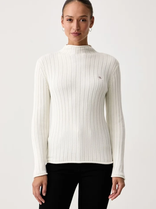 Zdjęcie produktu Calvin Klein Jeans sweter damski bawełniany beżowy