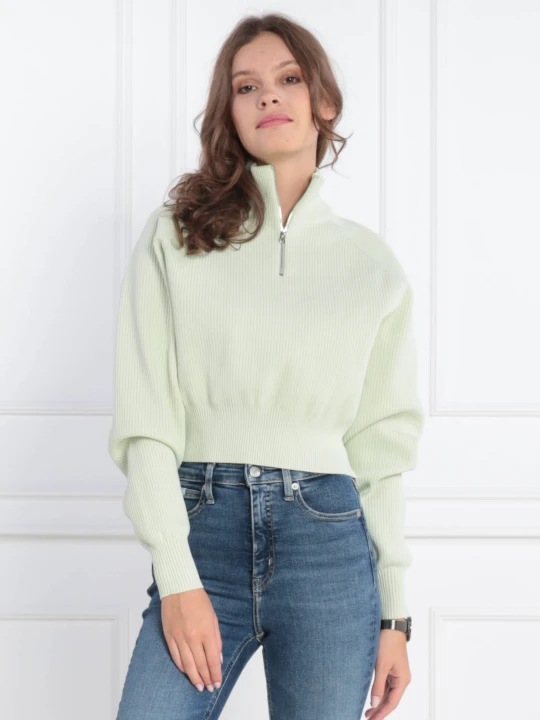 Zdjęcie produktu Calvin Klein Jeans Sweter HALF ZIP | Regular Fit miętowy