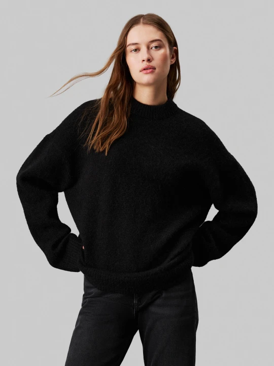 Zdjęcie produktu Calvin Klein Jeans Sweter | Loose fit | z dodatkiem wełny czarny