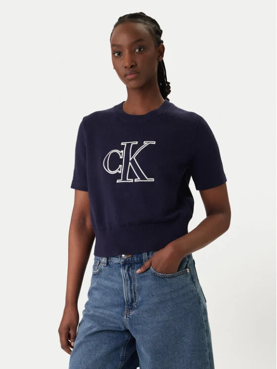 Zdjęcie produktu Calvin Klein Jeans Sweter LV047F356G Fioletowy Regular Fit
