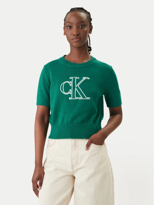 Zdjęcie produktu Calvin Klein Jeans Sweter LV047F356G Zielony Regular Fit