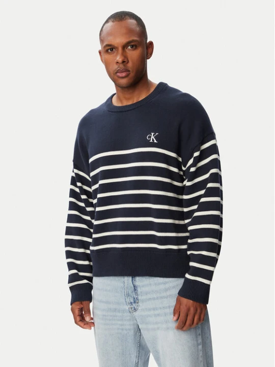 Zdjęcie produktu Calvin Klein Jeans Sweter LV04RG305G Granatowy Relaxed Fit