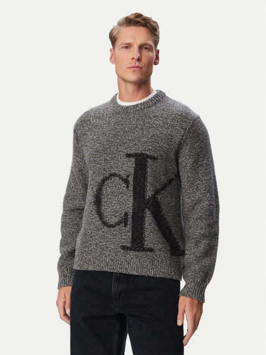 Zdjęcie produktu Calvin Klein Jeans Sweter LV04RH311G Szary Regular Fit
