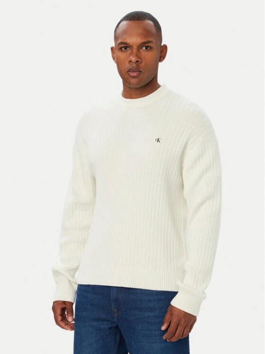 Zdjęcie produktu Calvin Klein Jeans Sweter LV04RH328G Kremowy Regular Fit