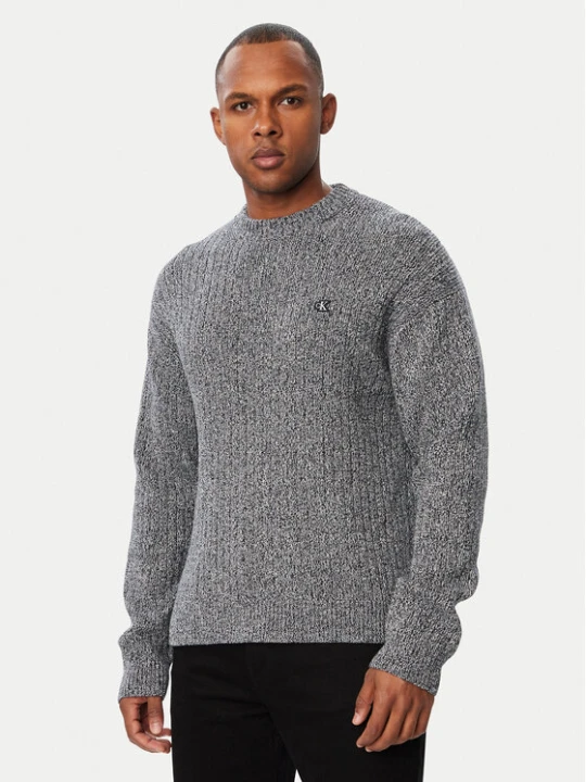 Zdjęcie produktu Calvin Klein Jeans Sweter LV04RH328G Szary ciemny Regular Fit