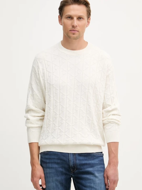 Zdjęcie produktu Calvin Klein Jeans sweter męski bawełniany beżowy