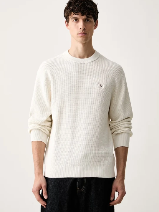 Zdjęcie produktu Calvin Klein Jeans sweter męski bawełniany beżowy