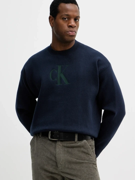 Zdjęcie produktu Calvin Klein Jeans sweter z domieszką kaszmiru granatowy