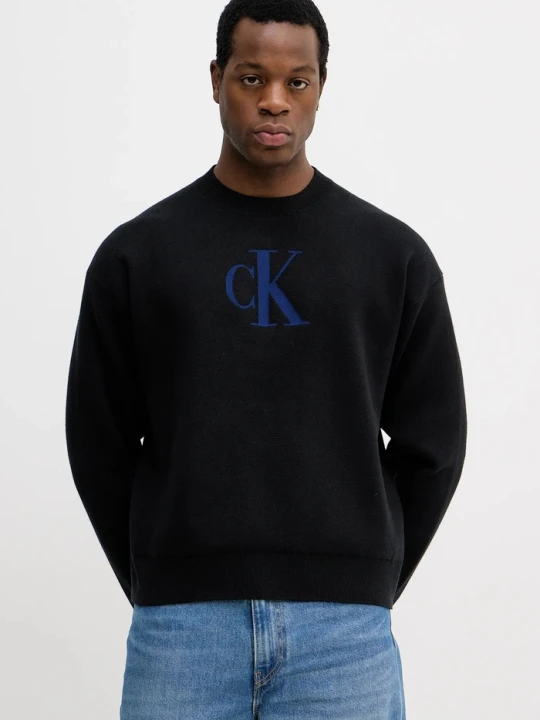 Zdjęcie produktu Calvin Klein Jeans sweter z domieszką kaszmiru czarny