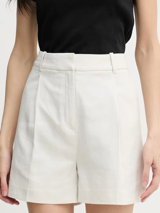 Zdjęcie produktu Calvin Klein Jeans szorty damskie z dodatkiem lnu beżowy