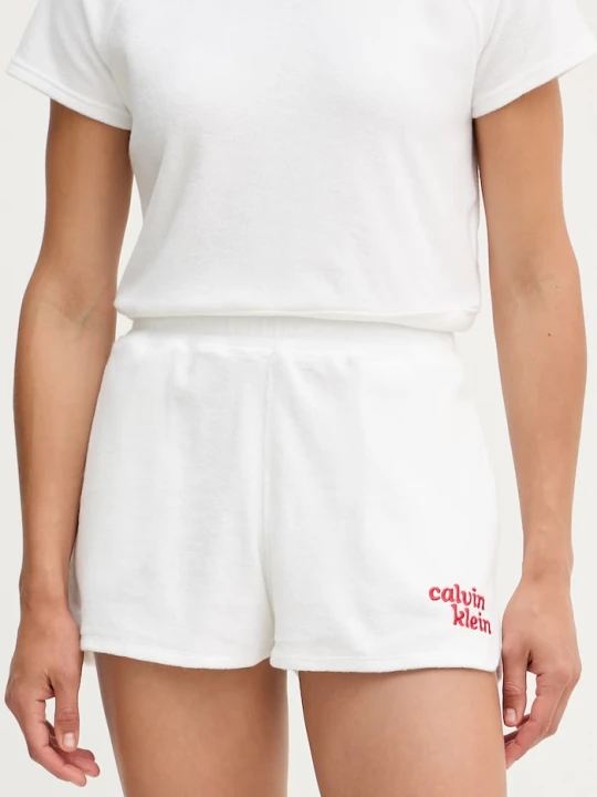 Zdjęcie produktu Calvin Klein Jeans szorty dresowe damskie z bawełną biały