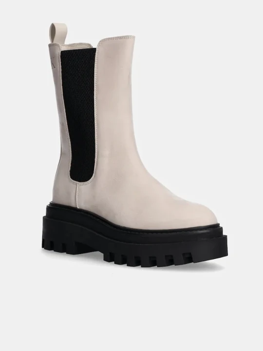 Zdjęcie produktu Calvin Klein Jeans sztyblety nubukowe FLATFORM CHELSEA BOOT MG NB beżowy