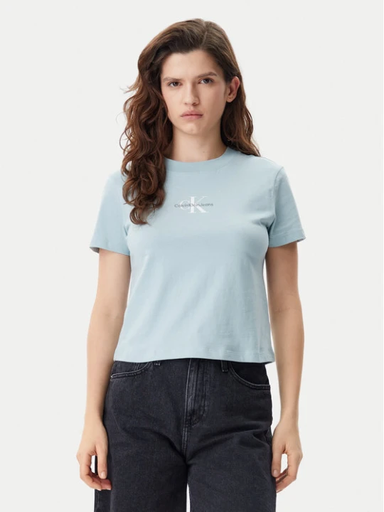 Zdjęcie produktu Calvin Klein Jeans T-Shirt Baby Tee J20J223113 Niebieski Slim Fit