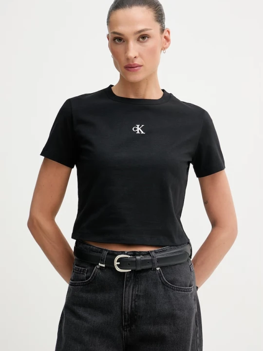 Zdjęcie produktu Calvin Klein Jeans t-shirt basic bawełniany z elastanem czarny
