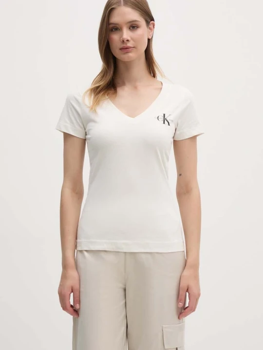 Zdjęcie produktu Calvin Klein Jeans t-shirt bawełniany 2-pack beżowy