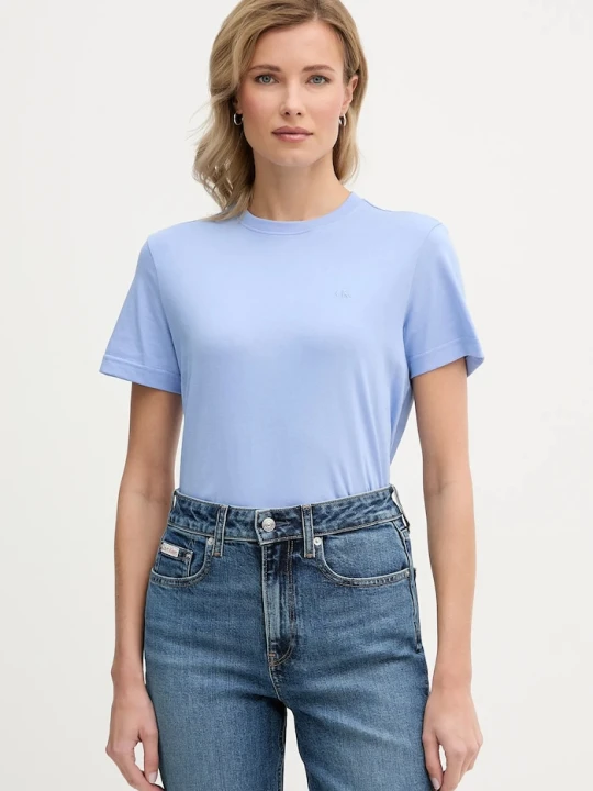 Zdjęcie produktu Calvin Klein Jeans T-shirt basic damski bawełniany niebieski