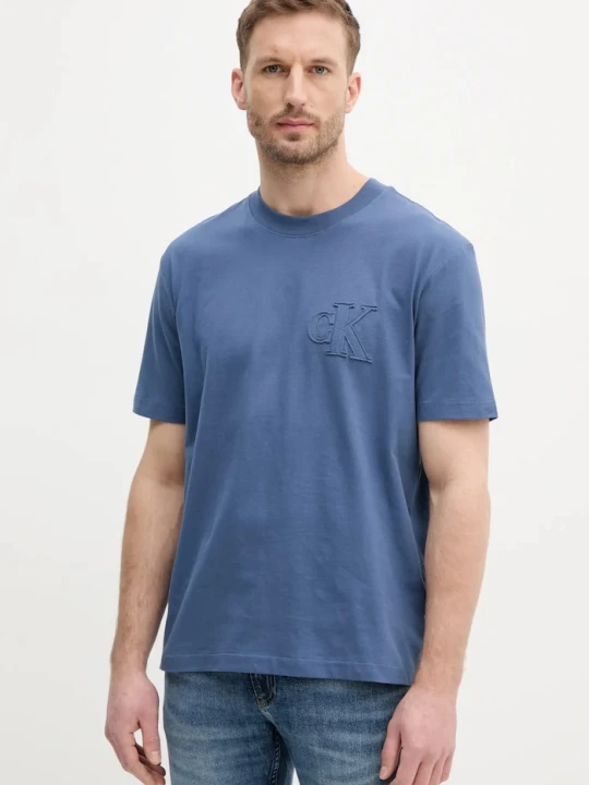 Zdjęcie produktu Calvin Klein Jeans t-shirt bawełniany niebieski