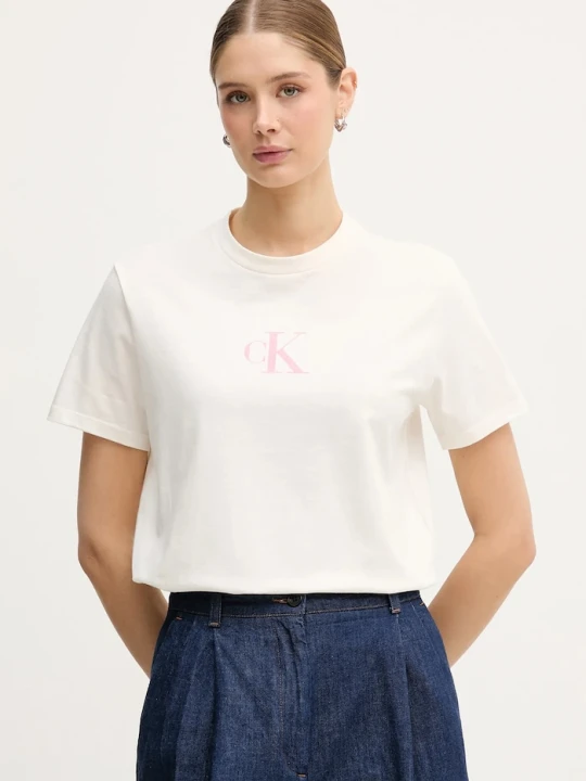 Zdjęcie produktu Calvin Klein Jeans t-shirt bawełniany beżowy