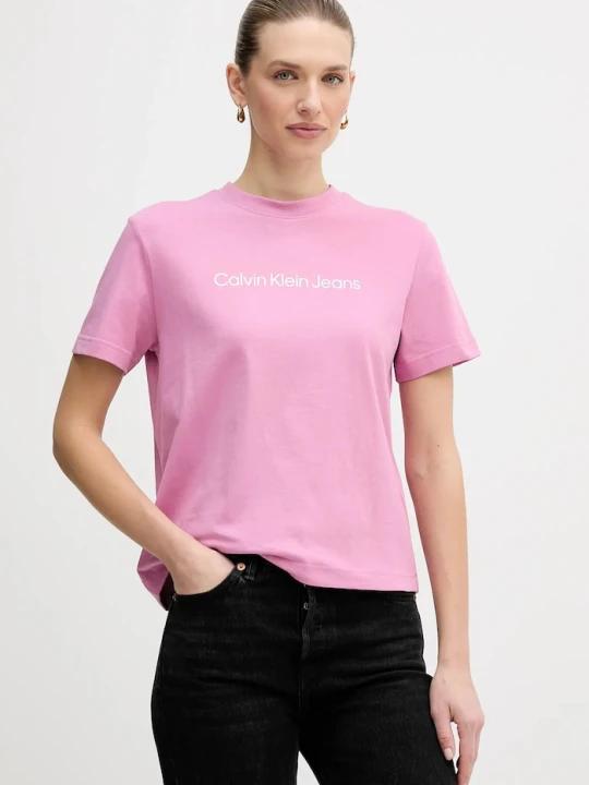 Zdjęcie produktu Calvin Klein Jeans t-shirt damski bawełniany różowy