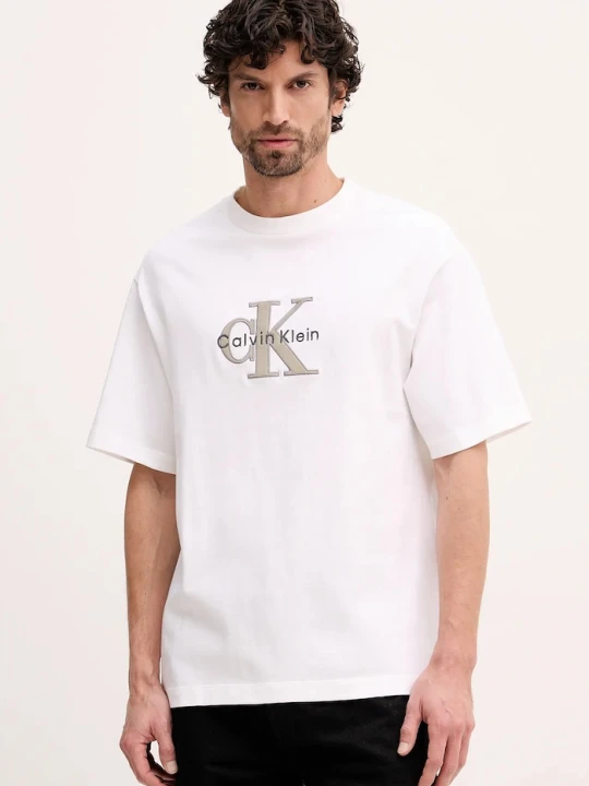 Zdjęcie produktu Calvin Klein Jeans t-shirt bawełniany beżowy