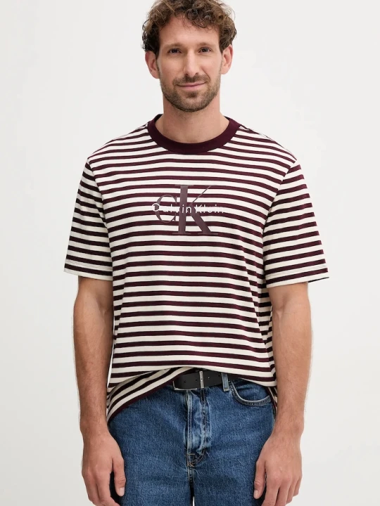 Zdjęcie produktu Calvin Klein Jeans t-shirt bawełniany bordowy