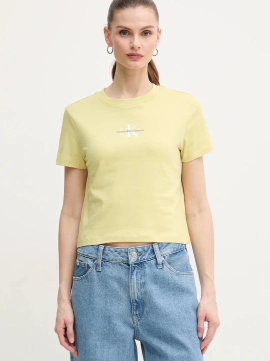 Zdjęcie produktu Calvin Klein Jeans t-shirt bawełniany żółty