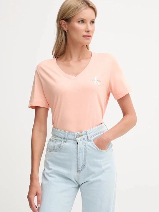 Zdjęcie produktu Calvin Klein Jeans T-shirt damski bawełniany 2-pack pomarańczowy