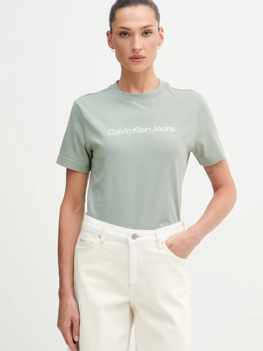 Zdjęcie produktu Calvin Klein Jeans t-shirt damski bawełniany zielony