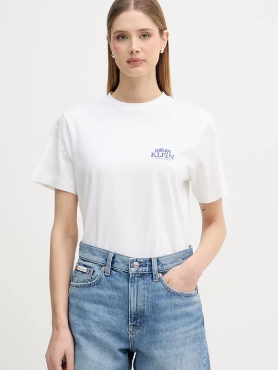 Zdjęcie produktu Calvin Klein Jeans t-shirt damski bawełniany biały