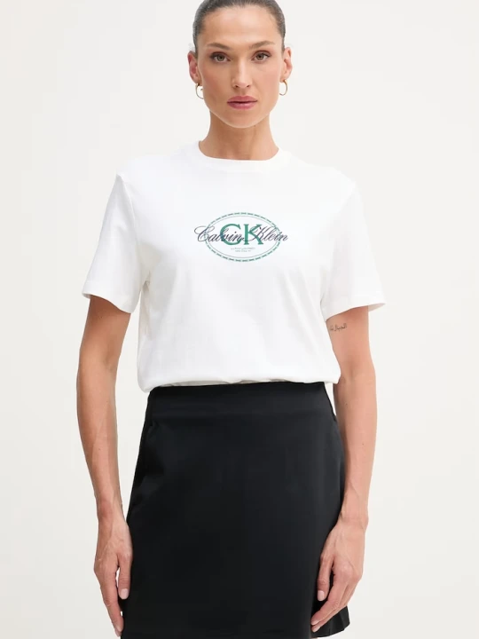 Zdjęcie produktu Calvin Klein Jeans T-shirt damski bawełniany beżowy