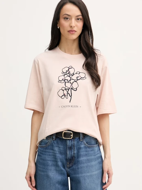 Zdjęcie produktu Calvin Klein Jeans t-shirt damski bawełniany różowy