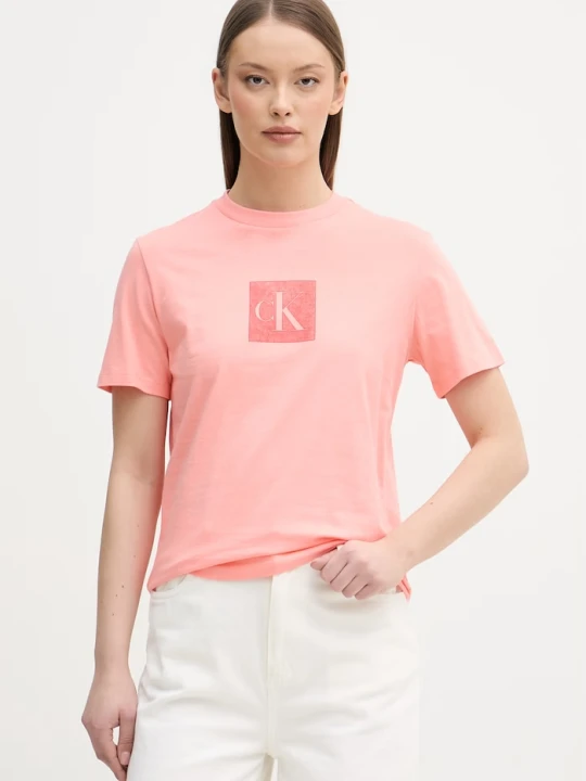 Zdjęcie produktu Calvin Klein Jeans t-shirt damski bawełniany różowy