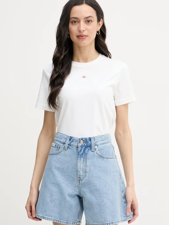 Zdjęcie produktu Calvin Klein Jeans T-shirt damski bawełniany beżowy