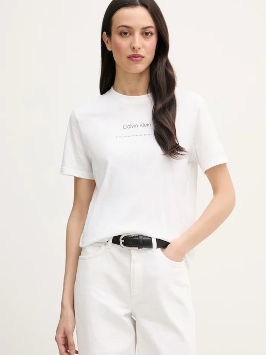 Zdjęcie produktu Calvin Klein Jeans T-shirt damski bawełniany biały