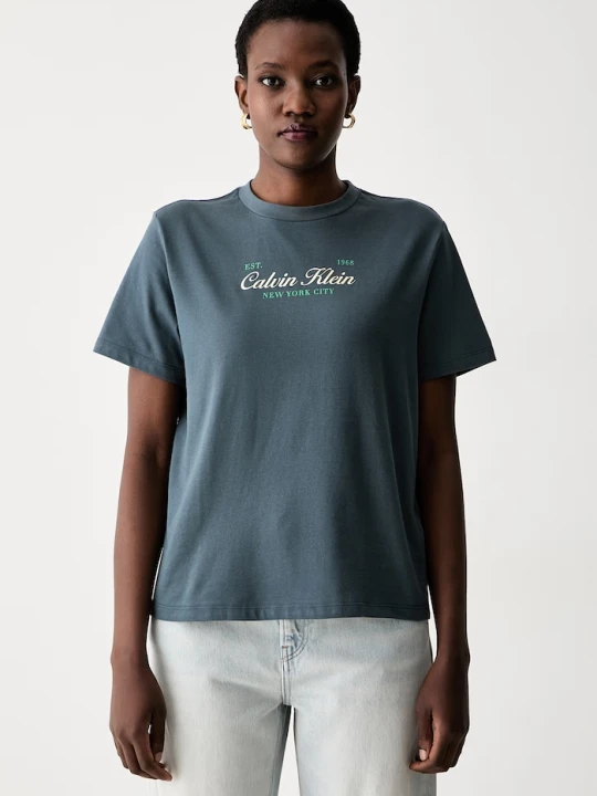 Zdjęcie produktu Calvin Klein Jeans T-shirt damski bawełniany niebieski