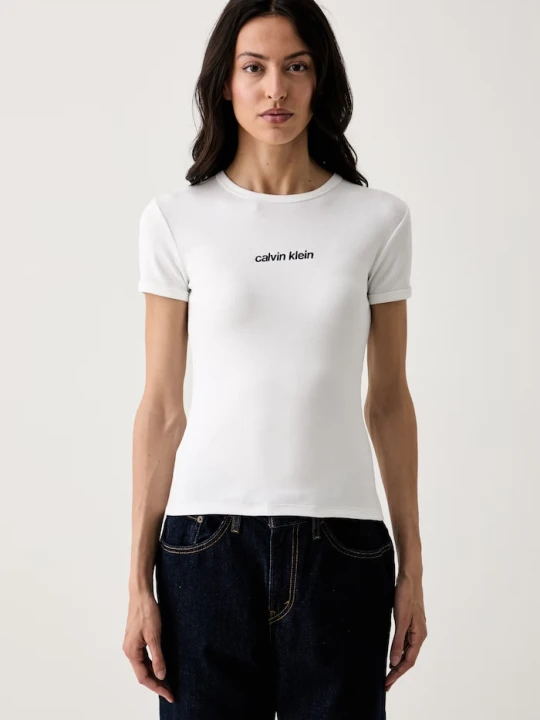 Zdjęcie produktu Calvin Klein Jeans T-shirt damski bawełniany z elastanem biały