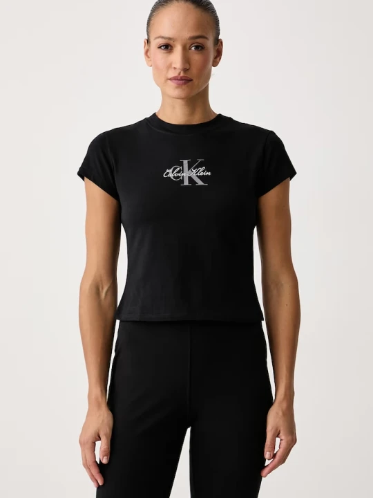 Zdjęcie produktu Calvin Klein Jeans T-shirt damski bawełniany z elastanem czarny