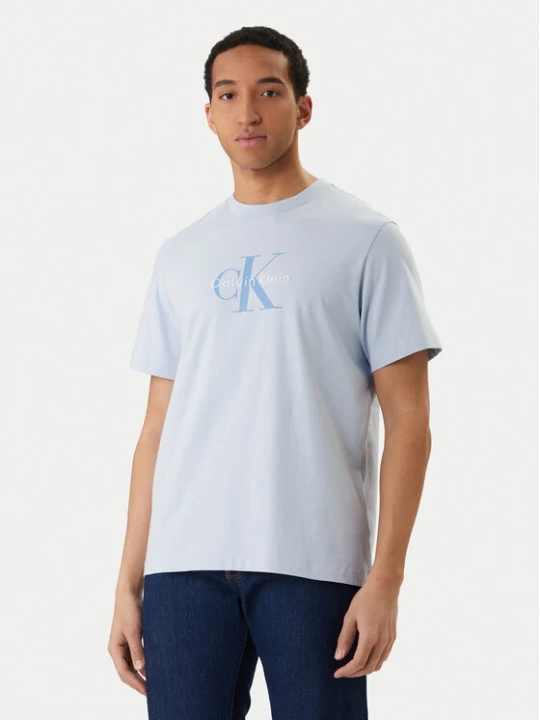 Zdjęcie produktu Calvin Klein Jeans T-Shirt Hero Monologo LV04RB862G Błękitny Regular Fit Niebieski jasny