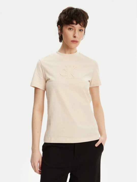 Zdjęcie produktu Calvin Klein Jeans T-Shirt J20J225256 Beżowy Regular Fit