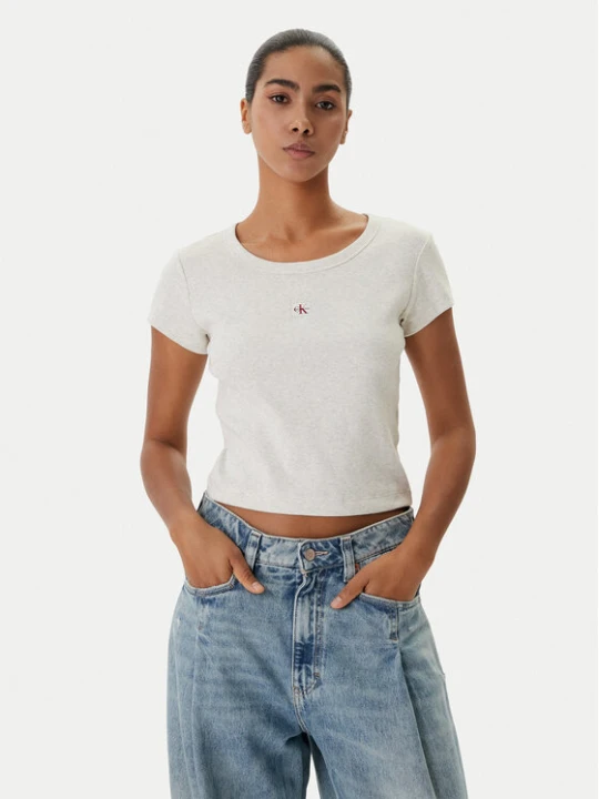 Zdjęcie produktu Calvin Klein Jeans T-Shirt LV047C200G Beżowy Slim Fit