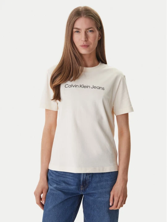Zdjęcie produktu Calvin Klein Jeans T-Shirt LV047C912G Écru Regular Fit Kremowy