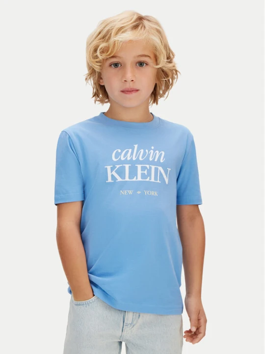 Zdjęcie produktu Calvin Klein Jeans T-Shirt LVCKSJA07B Błękitny Regular Fit Niebieski jasny
