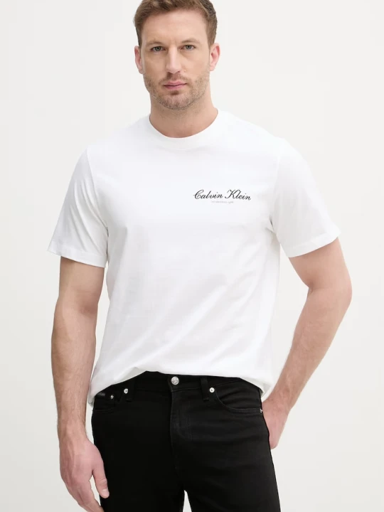 Zdjęcie produktu Calvin Klein Jeans T-shirt męski bawełniany beżowy