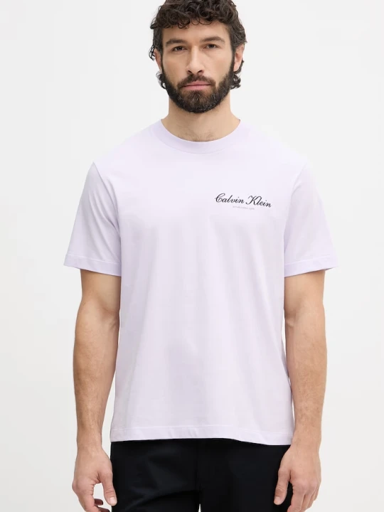 Zdjęcie produktu Calvin Klein Jeans T-shirt męski bawełniany fioletowy