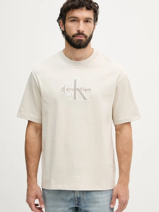 Zdjęcie produktu Calvin Klein Jeans T-shirt męski bawełniany beżowy