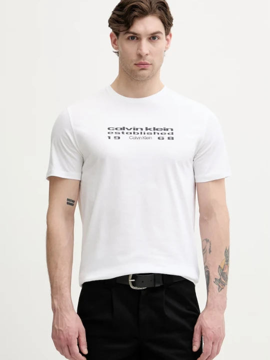 Zdjęcie produktu Calvin Klein Jeans T-shirt męski bawełniany biały