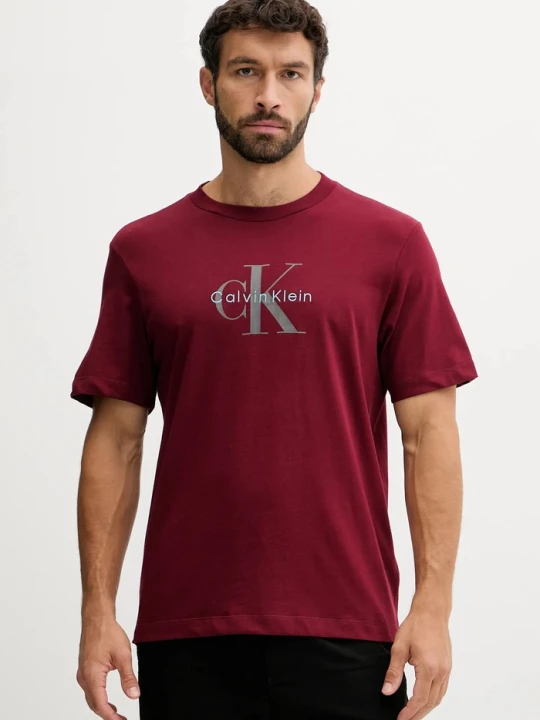 Zdjęcie produktu Calvin Klein Jeans t-shirt męski bawełniany bordowy