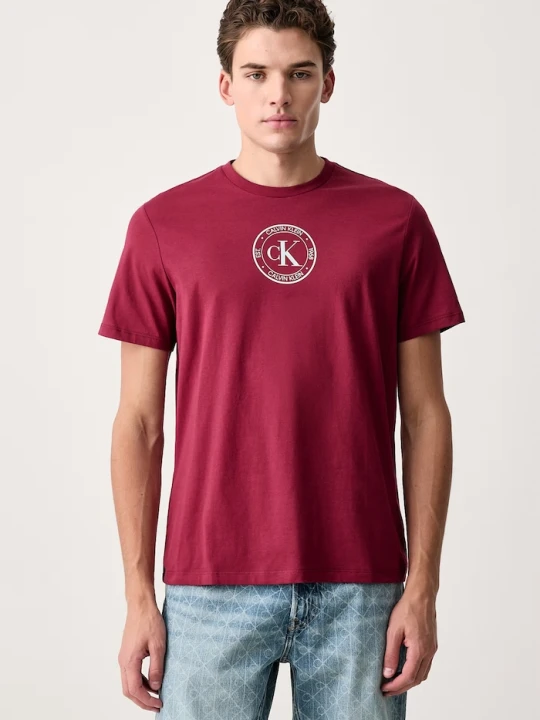 Zdjęcie produktu Calvin Klein Jeans T-shirt męski bawełniany bordowy